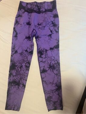 Purple and Black Marble Active Leggings - High Waist
